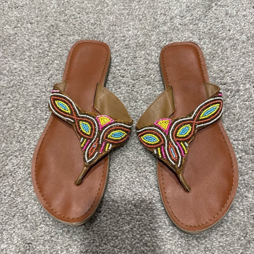 Beaded Brown Sandals